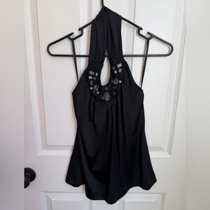 The Limited Black Embellished Halter Top
